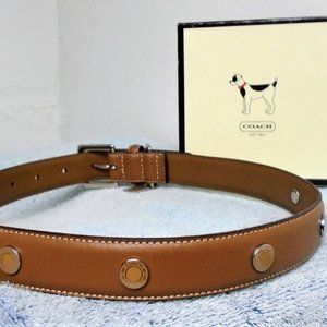 COACH BROWN SMOOTH LEATHER 5 ROUND GROMMETS DOG PET COLLAR SIZE EXTRA LARGE 8848